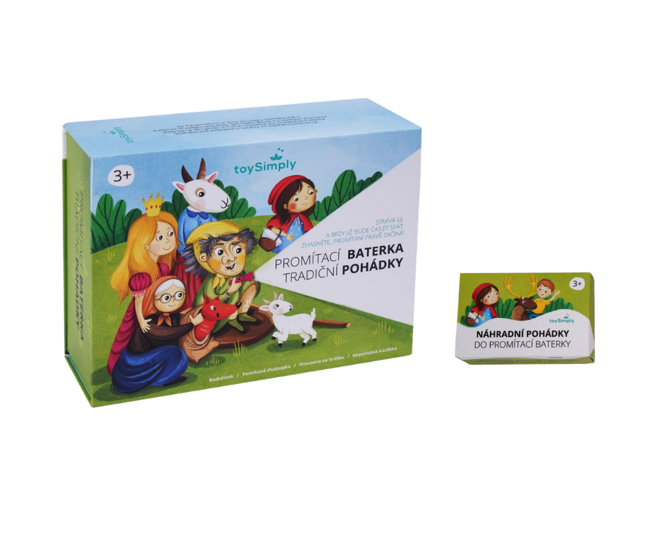 ToySimply SADA Dětská promítací baterka 8 tradičních pohádek